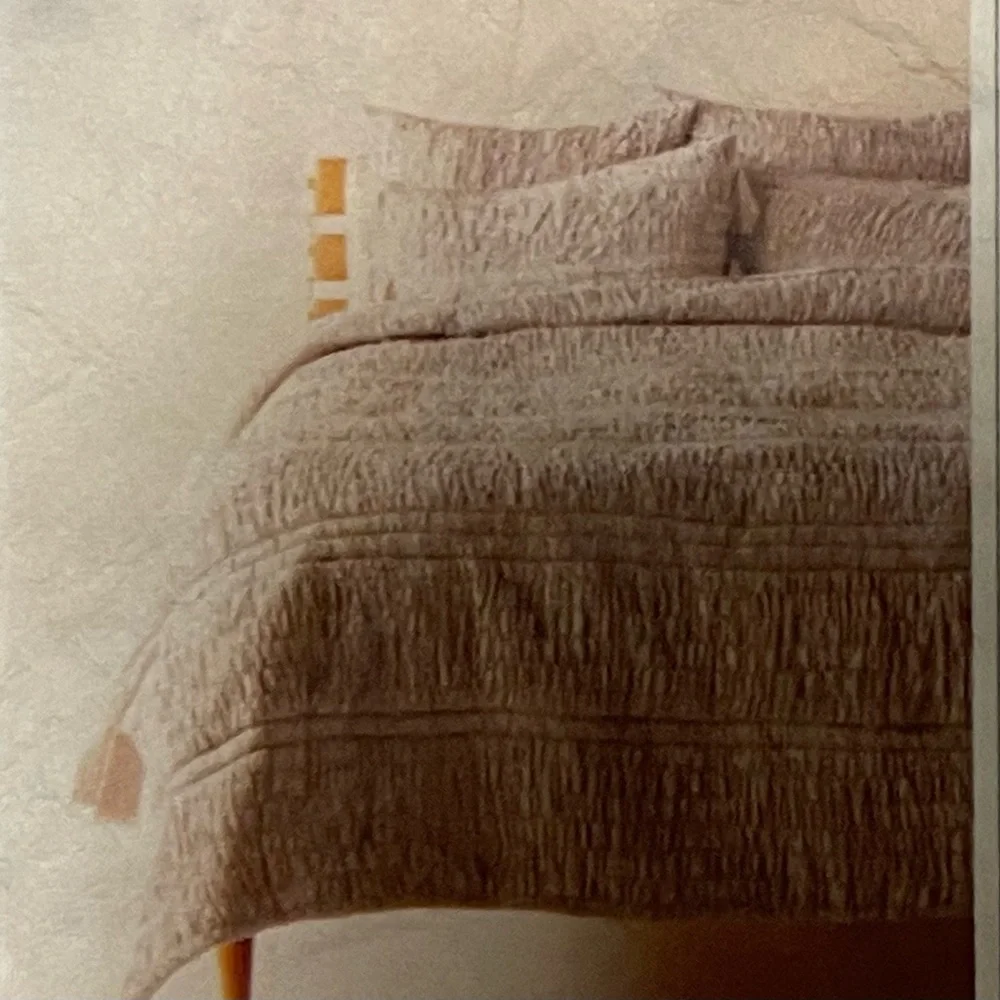 NEW! Anthropologie Textured Bardot Grey Twin Quilt w/ 2 Euro & 2 Standard Shams